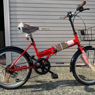 新品☆未使用 20インチ折りたたみ自転車 レッド おしゃれ