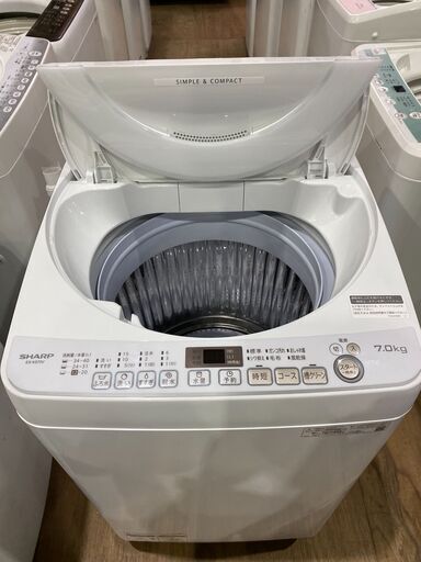 【愛品館市原店】SHARP 2020年製 7.0kg洗濯機 ES-KS70V-W【管理I4S029748-104】