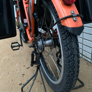 自転車 YAMAHA PAS babby オレンジ 前後タイヤ新品 新基準 電動