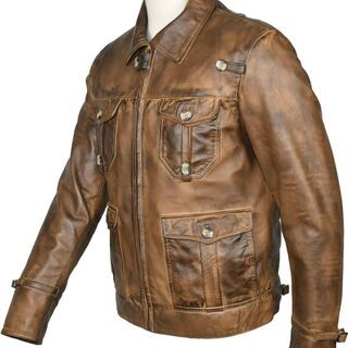 羊革ジャケット 本革 ライダーバイカージャケット 羊革ジャケット ビンテージ・スタイル d666Real Sheep Leather Rider Biker Jacket Vintage Style