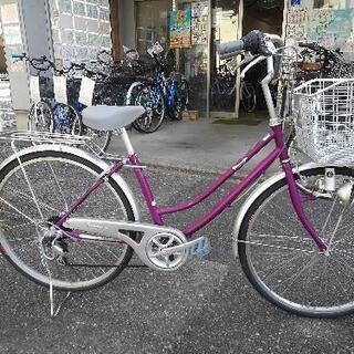 中古自転車１７２５　前後タイヤ新品！　２６インチ　６段ギヤ　ダイナモライト