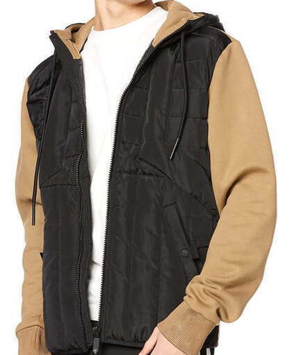 新品DIESEL【パデッドジャケット】ブラック×ベージュ S ジャンパー 上