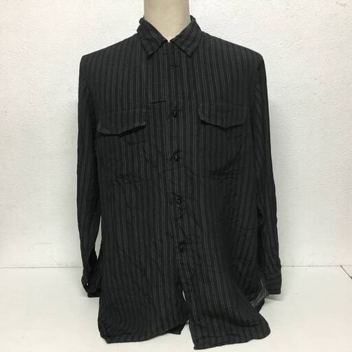 ⭕⭕⭕HY6/13 希少 80s Yohji yamamoto pour homme 総柄 ビッグ レーヨン シャツ 黒 薄手 ヨウジヤマモト プールオム M サイズ⭕⭕⭕