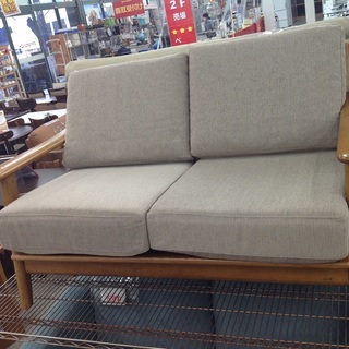 浜本工芸 ブラウン 布製 木製フレーム 2人掛けソファー【9650011】