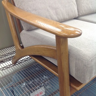 浜本工芸 ブラウン 布製 木製フレーム 2人掛けソファー【9650011】