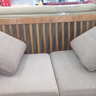 浜本工芸 ブラウン 布製 木製フレーム 2人掛けソファー【9650011】