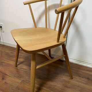 無印良品 オーク材ダイニングテーブルセット テーブル/アームチェア×2/ベンチ 引取希望