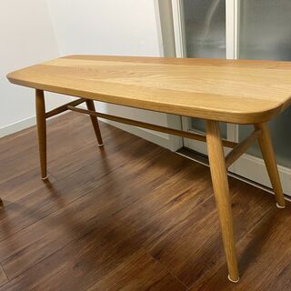 無印良品 オーク材ダイニングテーブルセット テーブル/アームチェア×2/ベンチ 引取希望