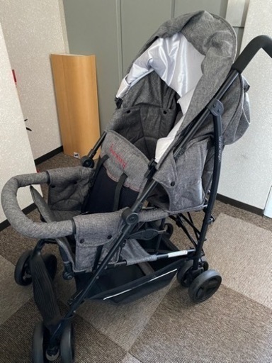 日本育児 kinderwagon DUOシティHOPII グレーデニム 軽量コンパクトな二人乗りべビーカー 3か月~