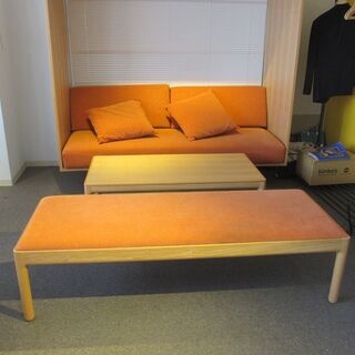 【価格18万】注文設計家具／デザイナー家具 　木製ベンチ／長椅子／ロングスツール　　KAICHI DESIGN／山田佳一朗設計