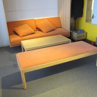 【価格18万】注文設計家具／デザイナー家具 　木製ベンチ／長椅子／ロングスツール　　KAICHI DESIGN／山田佳一朗設計