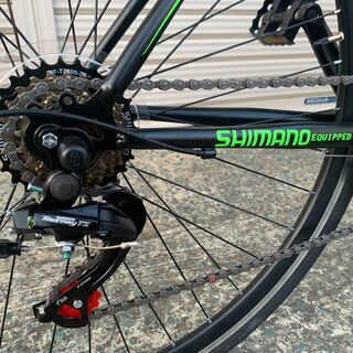 新品★未使用　ロードバイク　700×28C　シマノ製14段変速  ブラック/グリーン