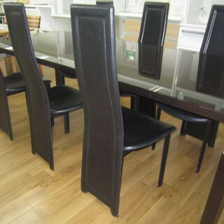 R323 高級 IDC大塚家具 トップガラスダイニング7点セット、幅210cm 美品