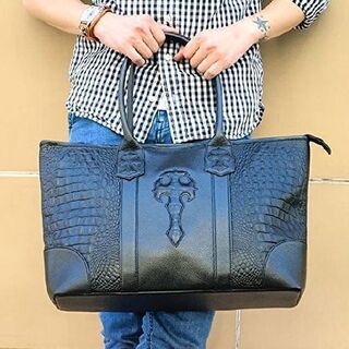 クロスモチーフ 革 トートバッグ 年末大値下げ12/31まで】トートバッグ 牛革 クロコダイル型押し クロス
