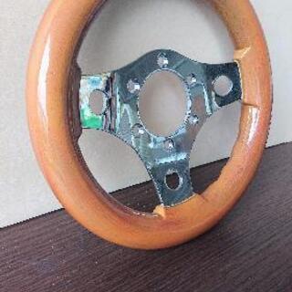 【美品】 23.5パイ丸穴小径ウッドステアリング
