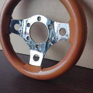 【美品】 23.5パイ丸穴小径ウッドステアリング
