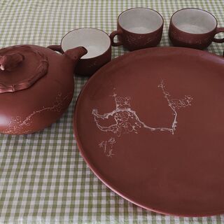 【ネット決済】中国茶器　お盆付【アンティーク】