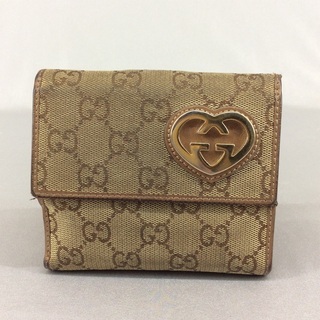 GUCCI グッチ GG柄 キャンバス×レザー コンパクト折財布