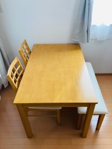 ダイニングテーブルセット 4点 4P 食卓テーブル 机 椅子 ベンチシート ナチュラル