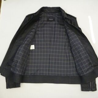 新品未使用 最高級 バーバリーブラックレーベル 羊革 ラムレザーノバチェック ライダースジャケット  黒 Mサイズ 