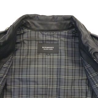 新品未使用 最高級 バーバリーブラックレーベル 羊革 ラムレザーノバチェック ライダースジャケット  黒 Mサイズ 
