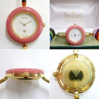 本物 GUCCI チェンジブレス 11/12 レディース 2針 クオーツ バングルウォッチ 電池交換済み 化粧箱付き 苫小牧西店 本物 GUCCI チェンジブレス 11/12 レディース 2針 クオーツ バングル