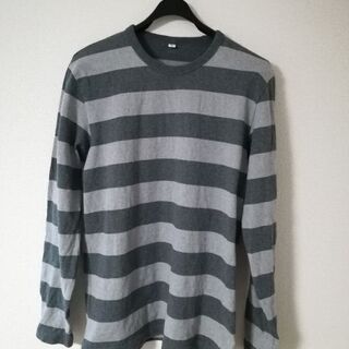 ■美品　UNIQLO　ユニクロ　長袖Ｔシャツ　ボーダー　グレー■