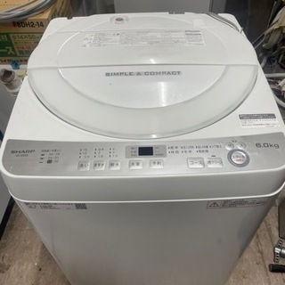 SHARP ES-GE6B-W 6kg 洗濯機　2018年製