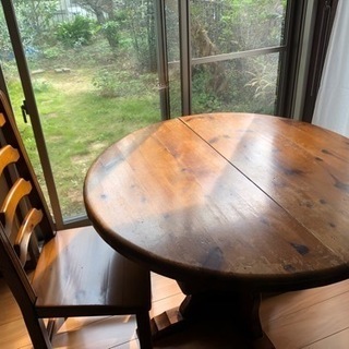 【ネット決済】(受付停止中)カントリー木製ダイニングテーブルと椅...