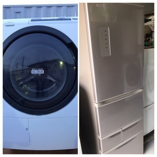 格安販売！！ HITACHI 10kgドラム式洗濯機 2017年製u0026TOSHIBA 5ドア冷蔵庫 2016年製