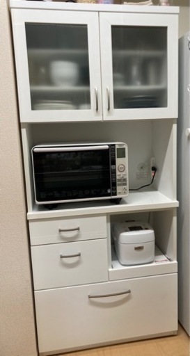 ニトリ キッチンボード 食器棚 ホワイト キッチンボード(コパン 80KB DBR) 商品コード 4719080