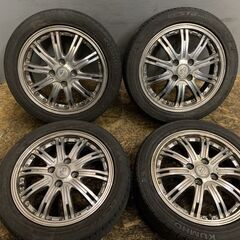 【KUMHO ECSTA HS51 165/55R15】夏タイヤ【MANARAY 15インチ 4.5J4HPCD100+43】2018年製 スペーシア タント N-BOX等　(TF600)クレジットカード QRコード決済可能