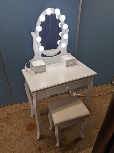 (売約済み)化粧鏡 ドレッサー 収納 ライト付き 家具 スリーアイ 化粧台