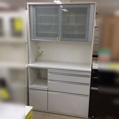 J681 松田家具 食器棚 レンジボード バリエレンジ 1200 ゼブラホワイト 