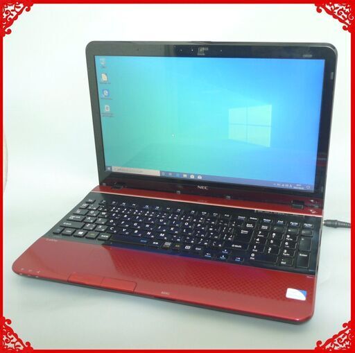 新品SSD レッド 赤 ノートパソコン 中古良品 15.6型ワイド NEC PC-LS150JS6R Pentium 4GB DVDRW 無線 webカメラ Windows10 Office