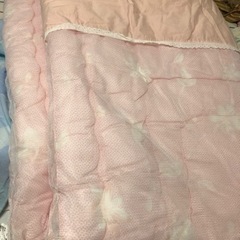 肌掛布団と掛カバーのセット　ピンク色