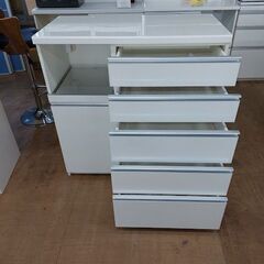 パモウナ　キッチンカウンター　ダストBOX2個付　白　　【愛品倶楽部柏店　問い合わせ番号　１５１-００７２２１　００２】