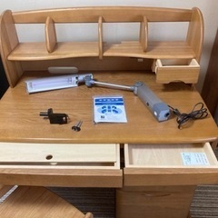 引取限定 カリモク製学習机 棚・キャビネット・椅子・ライトセット