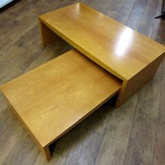 ネストテーブル 木目 ナチュラル 幅110×奥55×高35cm 親子テーブル 入れ子 座卓 家具  札幌 厚別店