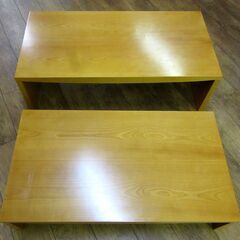 ネストテーブル 木目 ナチュラル 幅110×奥55×高35cm 親子テーブル 入れ子 座卓 家具  札幌 厚別店