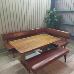 17日まで限定価格【シギヤマ家具】 GREEN .YUZUシリーズ　ダイニングセット！ウォルナット材