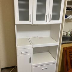 【ネット決済】食器棚レンジ台 ホワイト白色 セシル89キッチンボード 