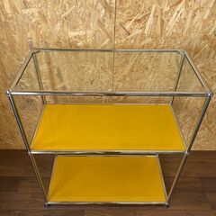 【USMHaller】ユーエスエムハラー 3段 ガラストップユニット ゴールデンイエロー クラシックモダン 収納 棚 キャビネット