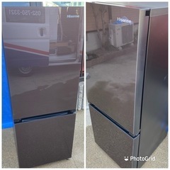 2018年製 ハイセンス 【右開き】154L ガラス2ドア ノンフロン冷蔵庫 