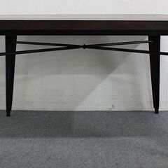 インダストリアル ダイニングセット テーブル/チェア×4 木天板 アイアン 座面クッション  テーブル 中古家具 店頭引取歓迎 R4446)