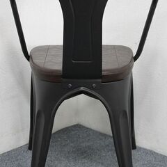 インダストリアル ダイニングセット テーブル/チェア×4 木天板 アイアン 座面クッション  テーブル 中古家具 店頭引取歓迎 R4446)