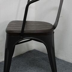 インダストリアル ダイニングセット テーブル/チェア×4 木天板 アイアン 座面クッション  テーブル 中古家具 店頭引取歓迎 R4446)