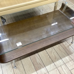 ローテーブル　ガラス天板　ブラウン　(345) 【トレファク野田】