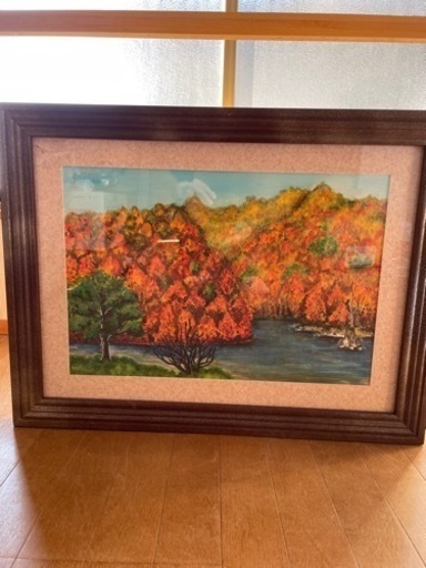 絵画　秋の湖