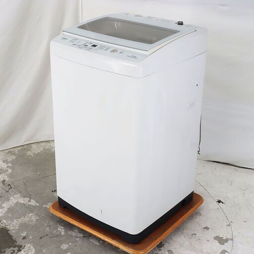 中古 全自動洗濯機 縦型 7kg 訳あり特価 2019年製 AQUA AQW-GV70H-W ガラストップ 節水 風呂水 DJ6186